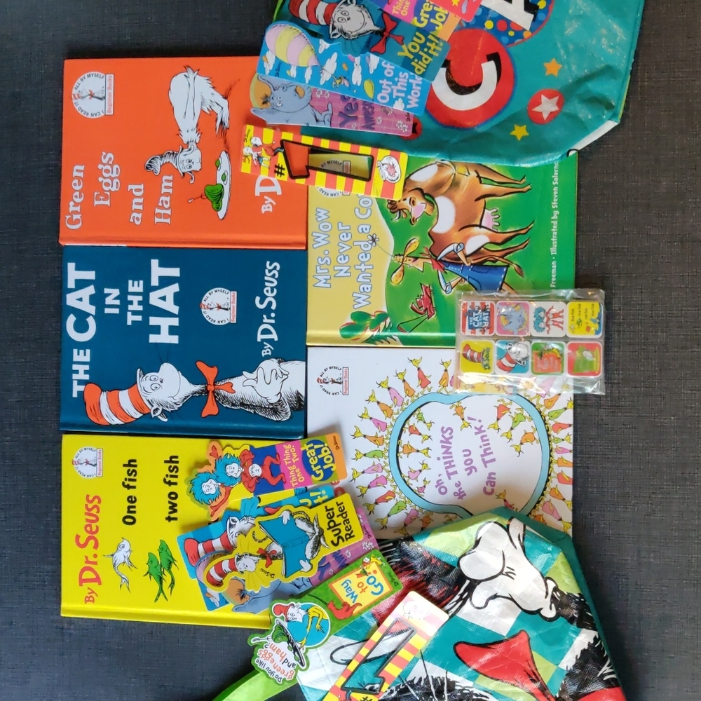 Dr. Seuss 5 hardcover Books and School Supplies Bundle